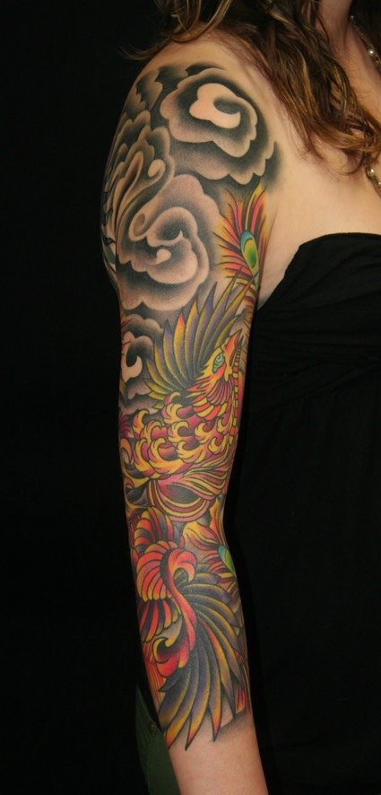  Japanese phoenix tattoo sleeve by Brandon Notch 