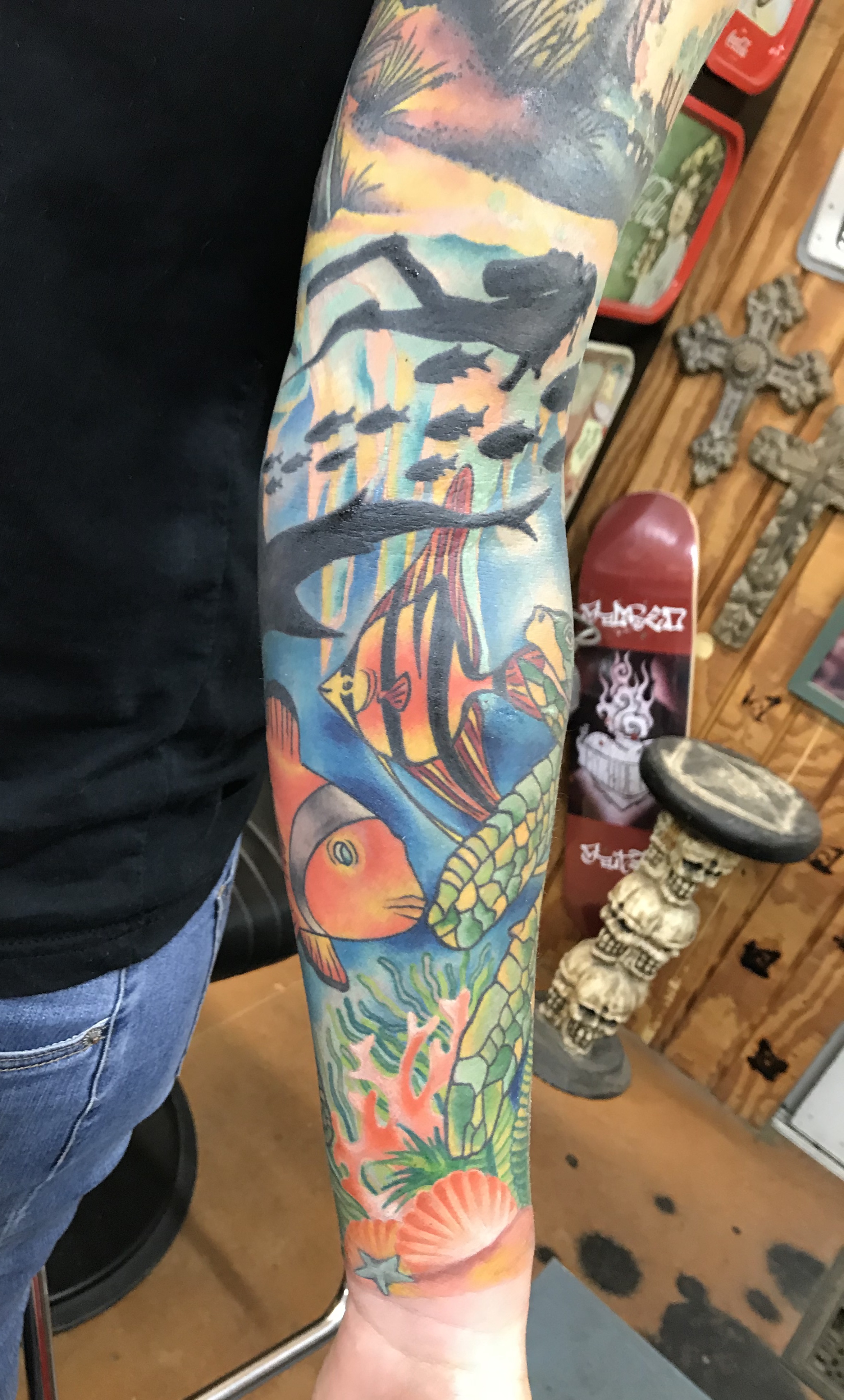  Ocean sleeve tattoo by Brandon Notch 