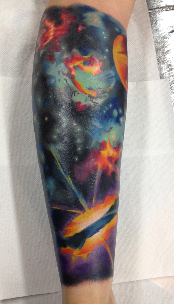  Space themed tattoo by Brandon Notch 