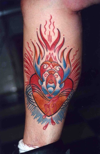  Pinstriped sacred heart tattoo 