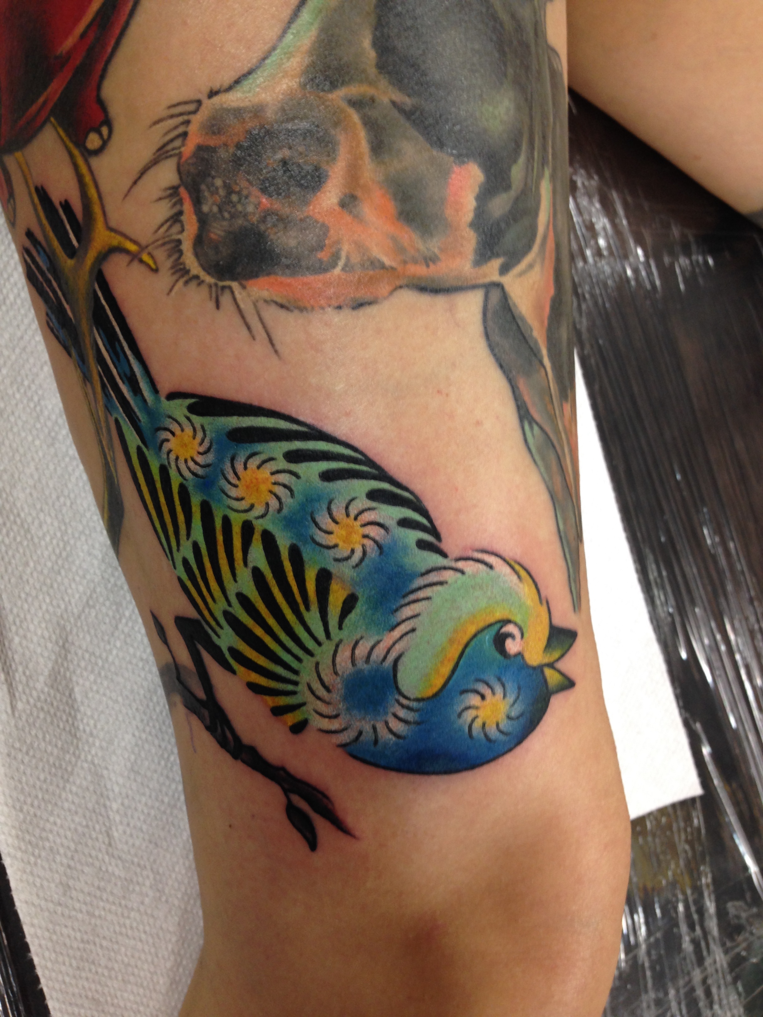  New school bird tattoo by Brandon Notch 