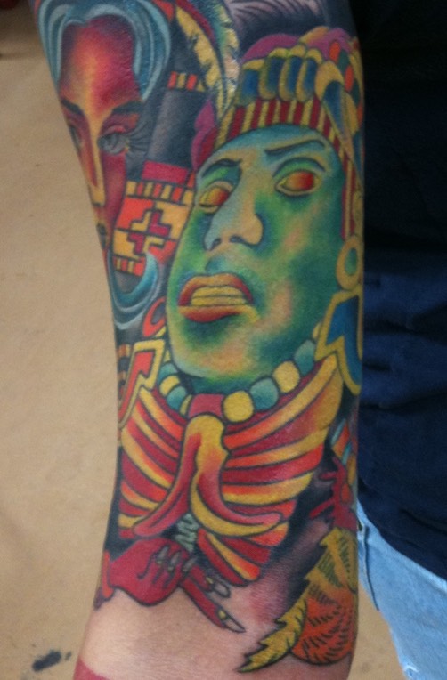  Aztec and Mayans inspired tattoo by Brandon Notch 