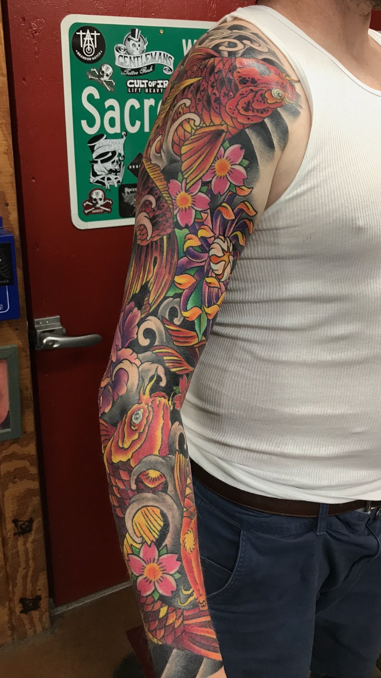  Japanese color Koi Fish sleeve by Brandon Notch 