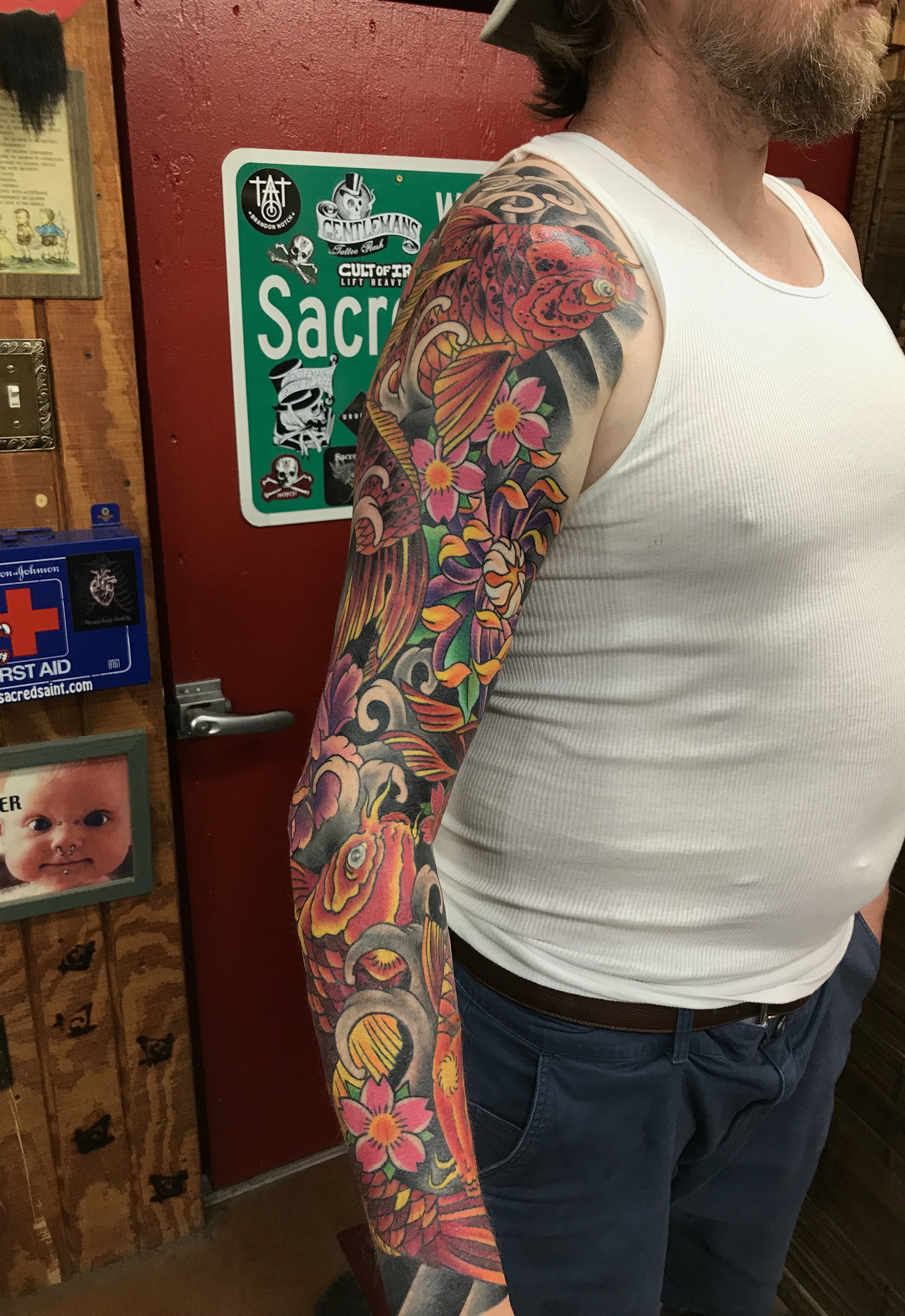  Japanese color Koi Fish sleeve by Brandon Notch 