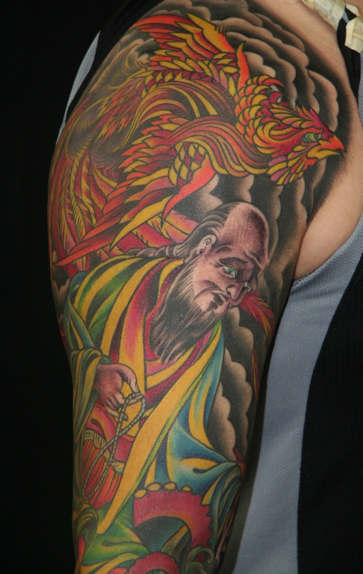  Buddhist monk, octopus, & phoenix sleeve by Brandon Notch 