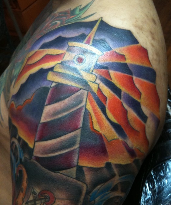  American traditional lighthouse tattoo 