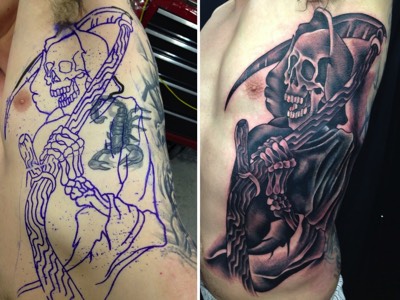  Grim reaper Cover-Up tattoo by Brandon Notch 