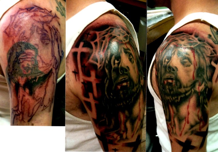  Jesus Cover-Up tattoo by Brandon Notch 