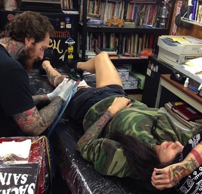  Brandon Notch Tattooing A Leg Sleeve 