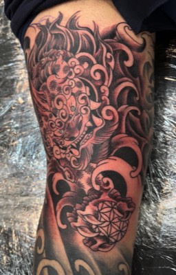  Japanese foo dog tattoo by Notch 