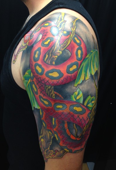  Japanese snake tattooed  by Brandon Notch (Cover-Up) 