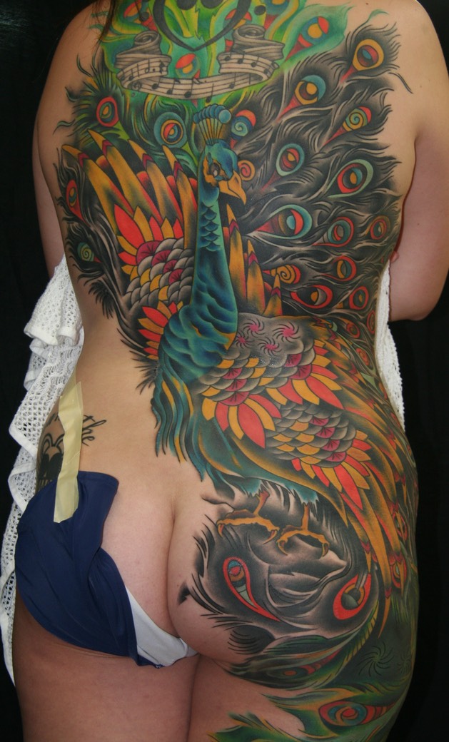  Traditional Japanese Peacock tattoo by Brandon Notch 