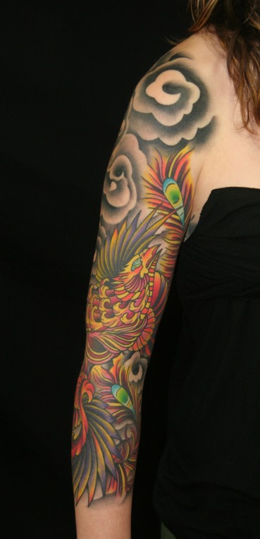  Japanese phoenix tattoo sleeve by Brandon Notch 