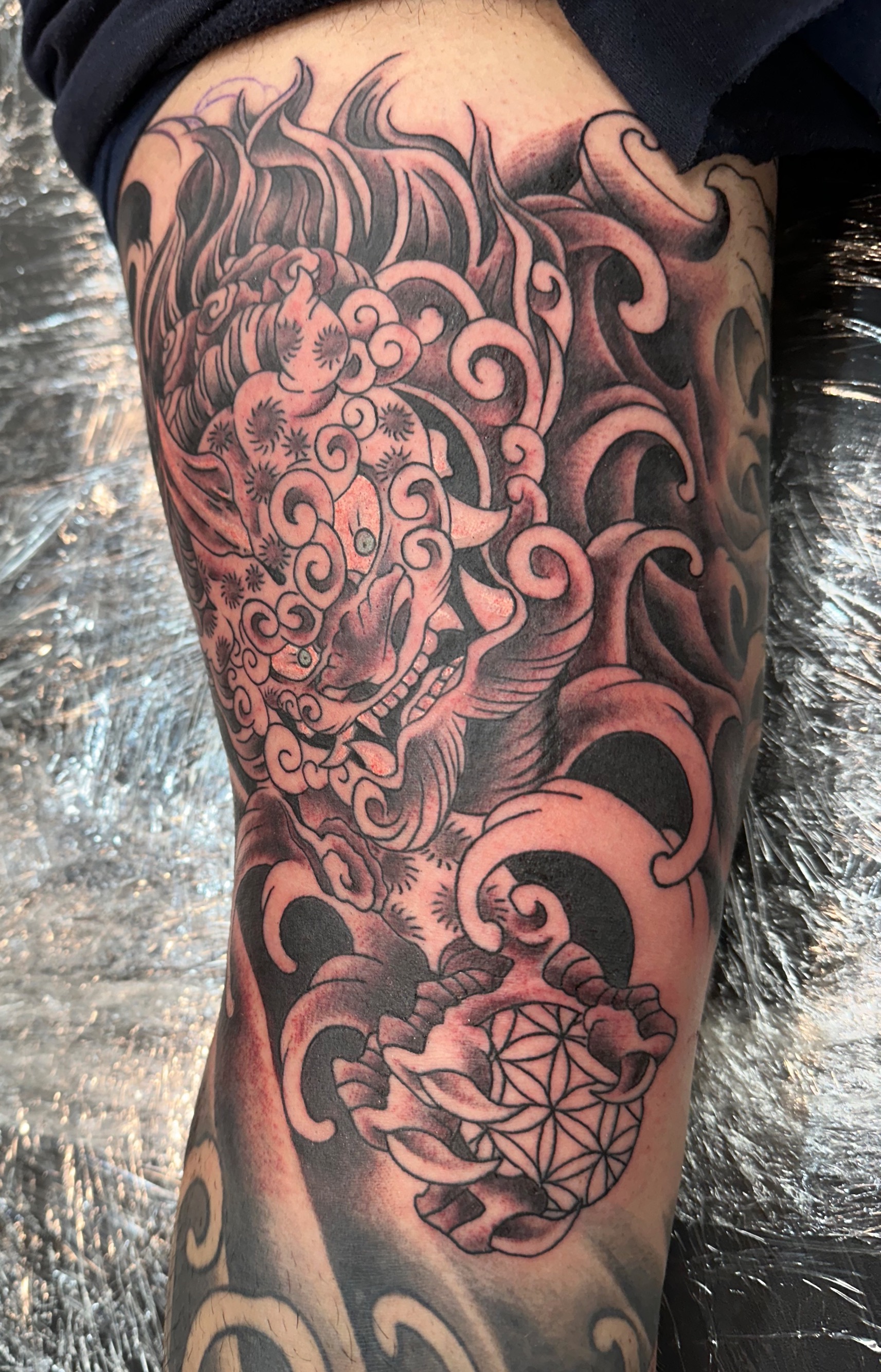 Japanese foo dog tattoo by Notch 
