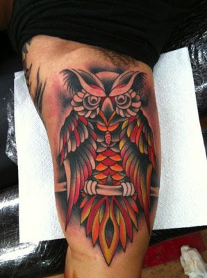  Traditional owl tattoo 