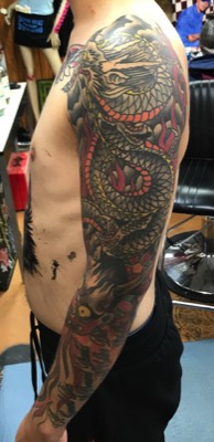  Traditional dragon tattoo sleeve  