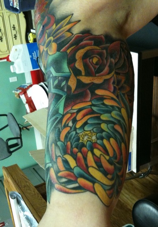  Spider mum Color Tattoo 