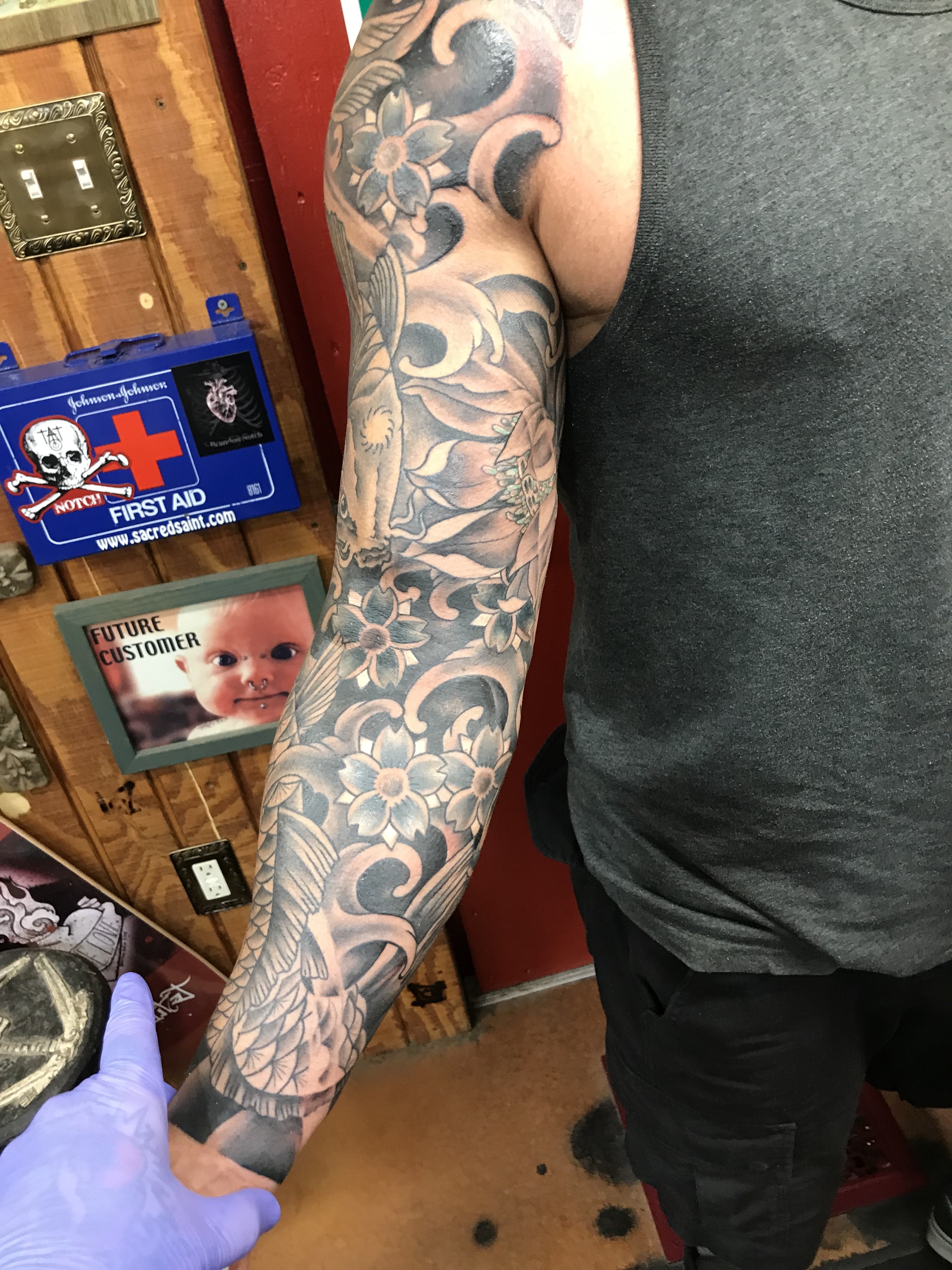  Black & gray Japanese sleeve by Brandon G Notch 