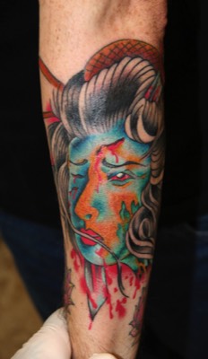  Japanese geisha head tattoo by Brandon Garic Notch 