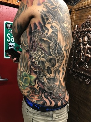  Japanese skull & snake tattoo 