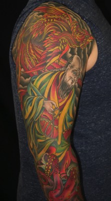 Buddhist monk, octopus, & phoenix sleeve by Brandon Notch 