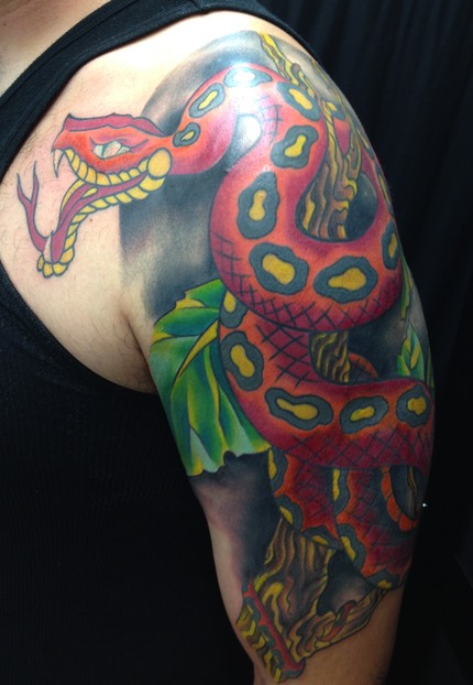  Japanese snake tattooed  by Brandon Notch (Cover-Up) 