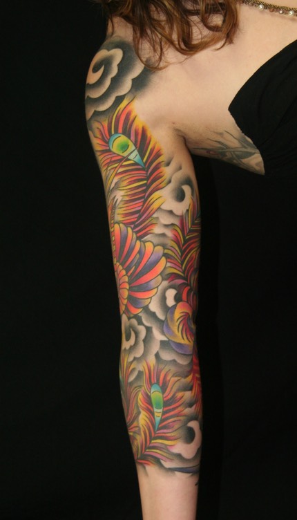  Japanese phoenix tattoo sleeve by Brandon Notch 