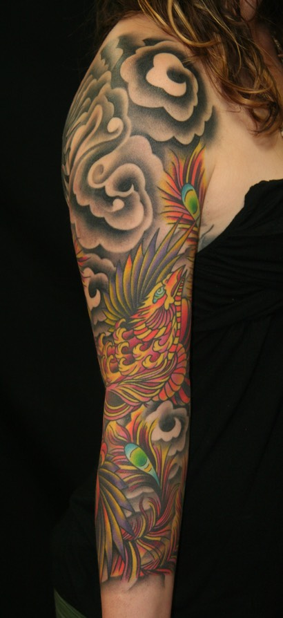  Japanese phoenix tattoo sleeve by Brandon Notch 