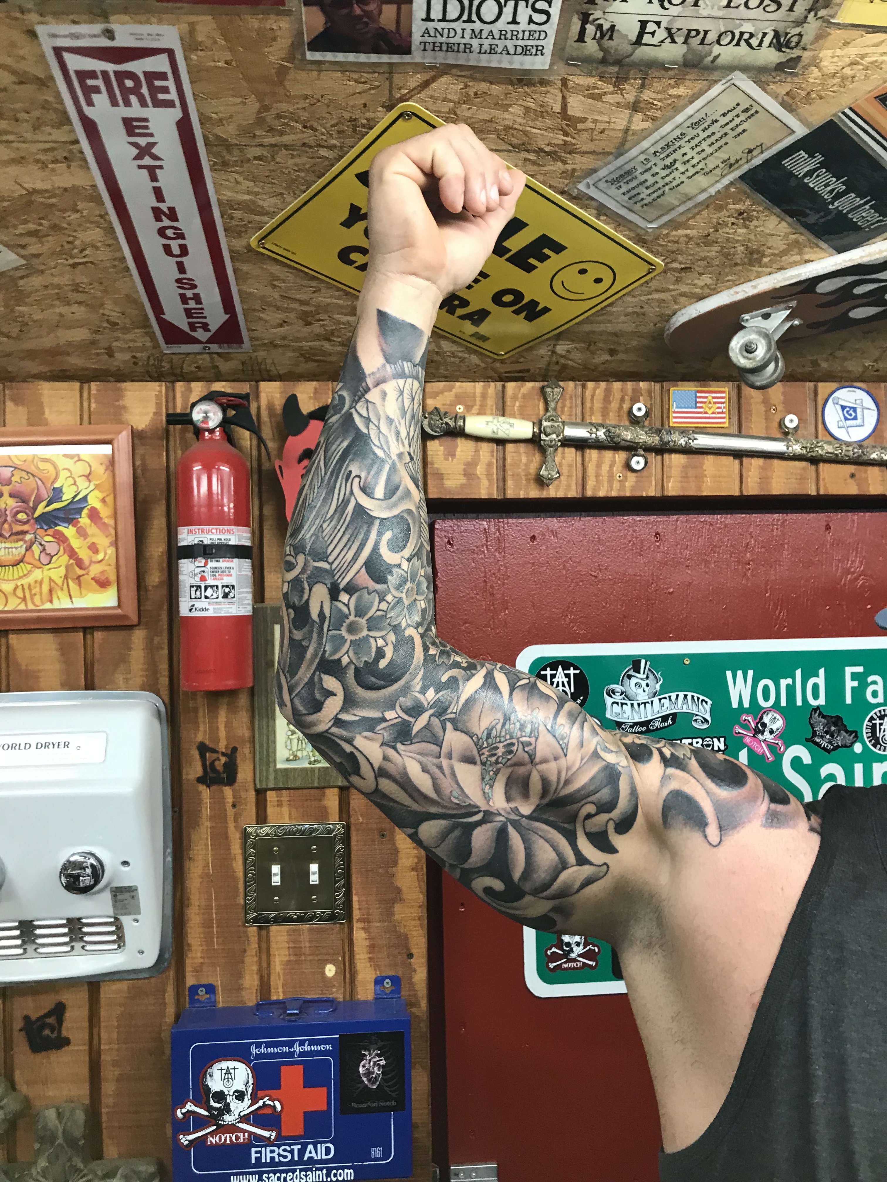  Black & gray Japanese water sleeve by Brandon G Notch 