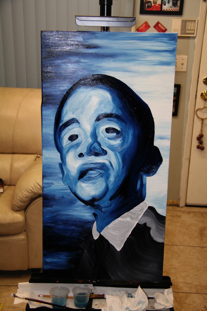  President Barack Hussein Obama Oil painting by Brandon Garic Notch 