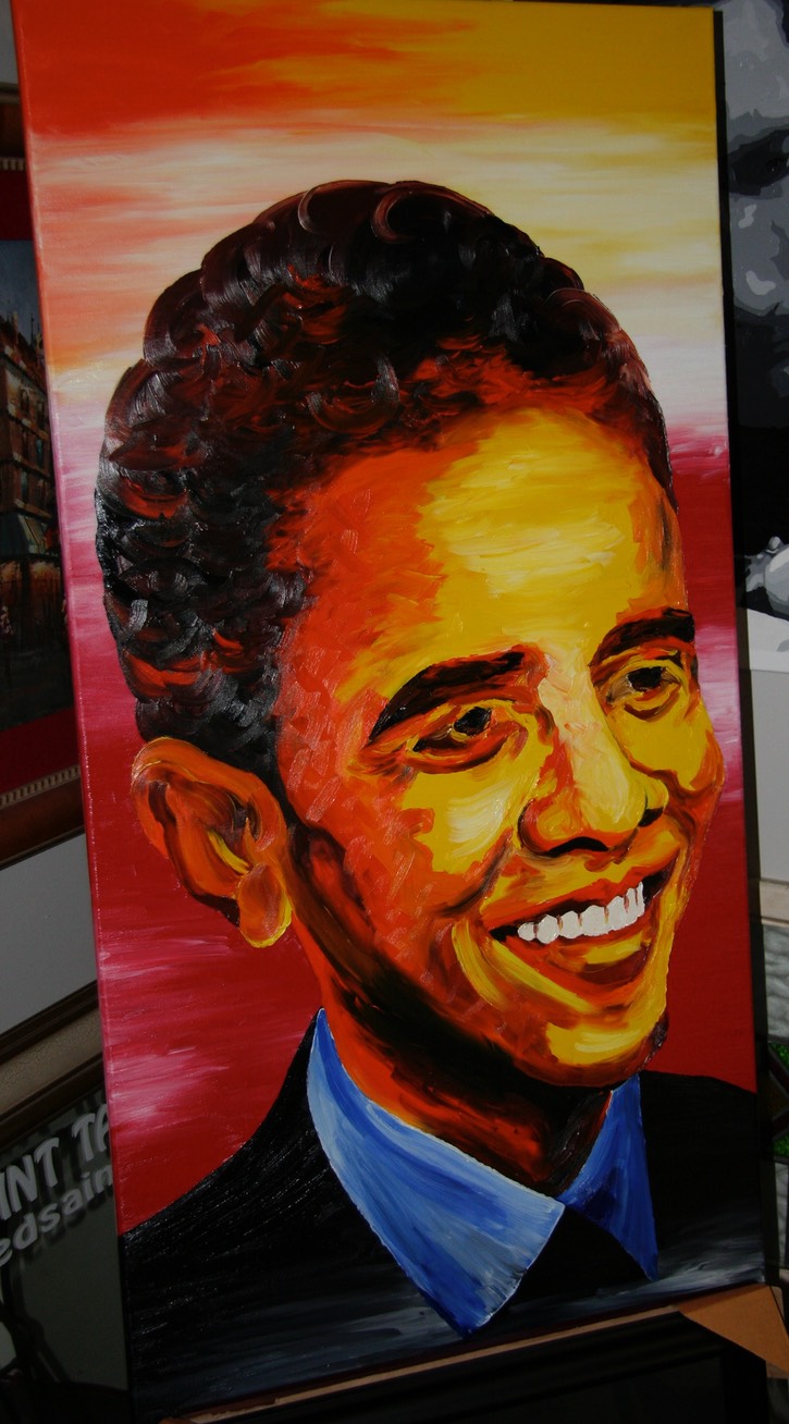  President Barack Hussein Obama Oil painting by Brandon Garic Notch 