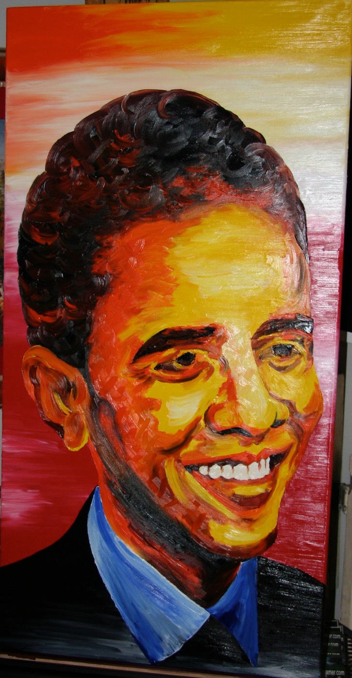  President Barack Hussein Obama Oil painting by Brandon Garic Notch 