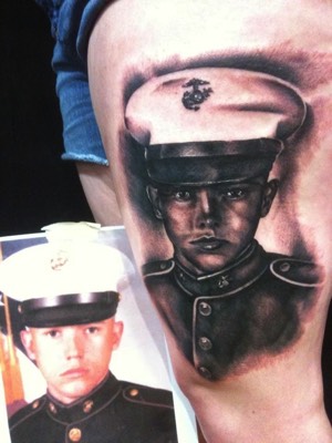  U.S. Marine Portrait Tattoo by Brandon Notch 