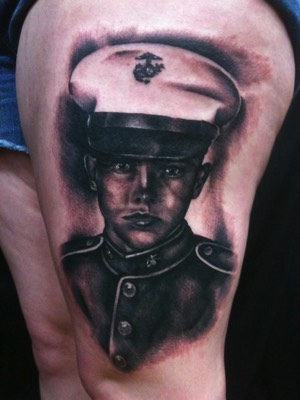  U.S. Marine Portrait Tattoo by Brandon Notch 