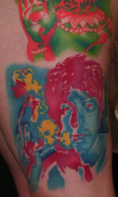  Paul McCartney art portrait tattooed By Brandon Notch (Flower-power Paul) The Beatles  