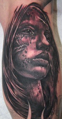  Zombie girl tattoo portrait by Brandon Notch 