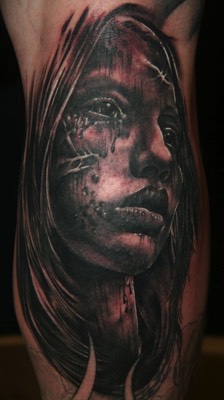 Zombie girl tattoo portrait by Brandon G Notch 