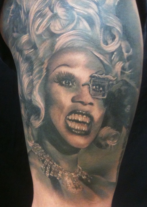  Rupaul drag queen portrait tattoo by Brandon Garic Notch 