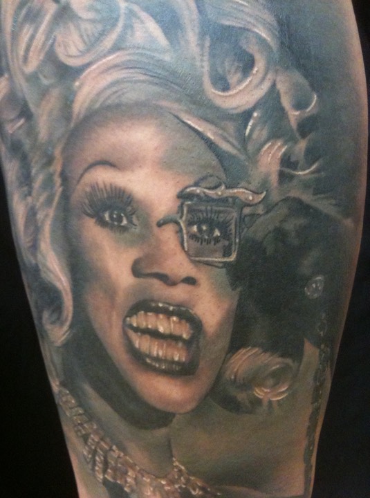  Rupaul drag queen portrait tattoo by Brandon Garic Notch 