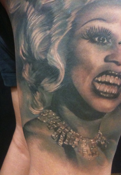  Rupaul drag queen portrait tattoo by Brandon Garic Notch 