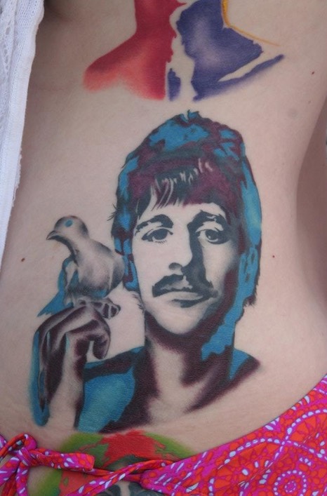  Ringo Starr art portrait tattooed By Brandon Notch (Dove-loving Ringo) The Beatles 