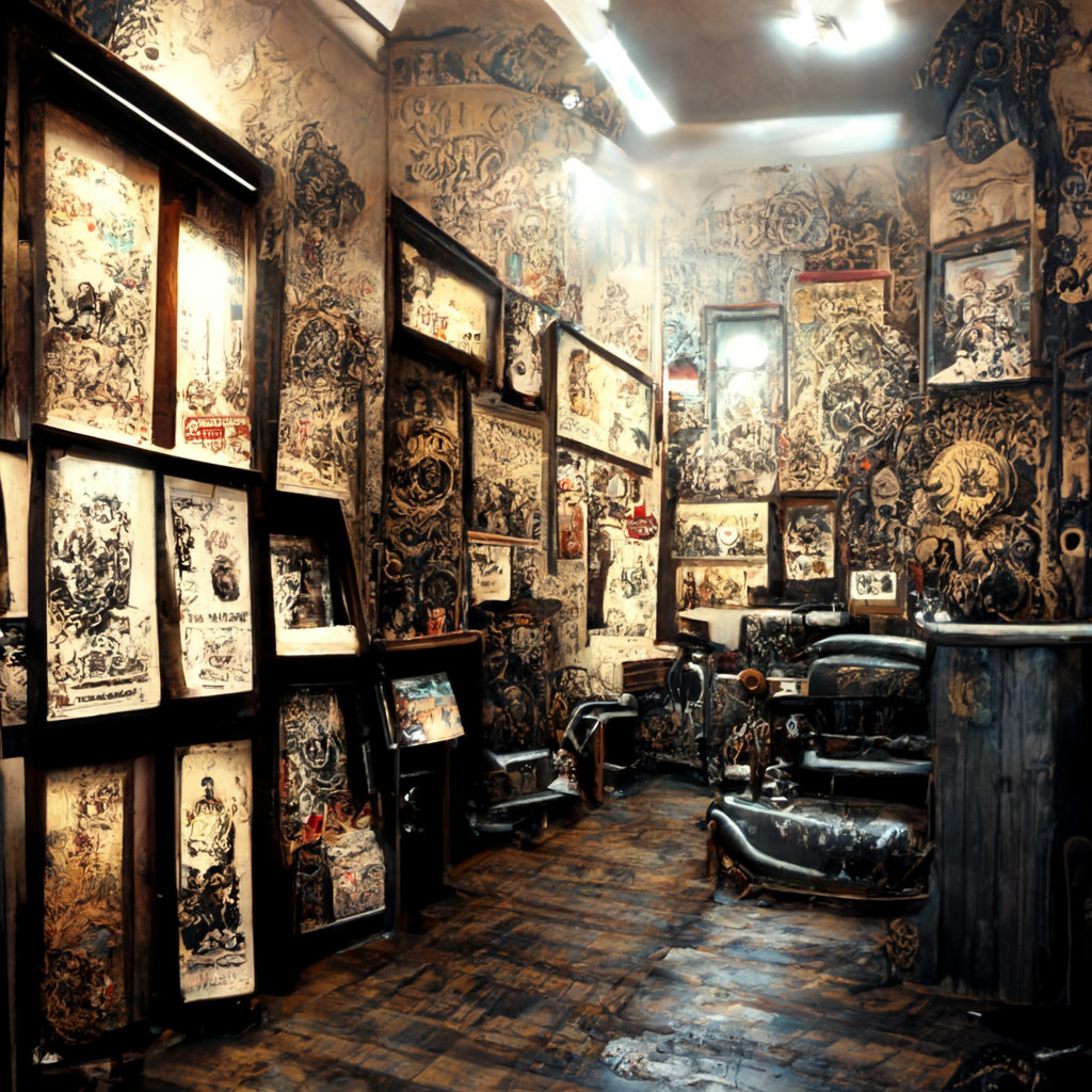 Old tattoo shop interior