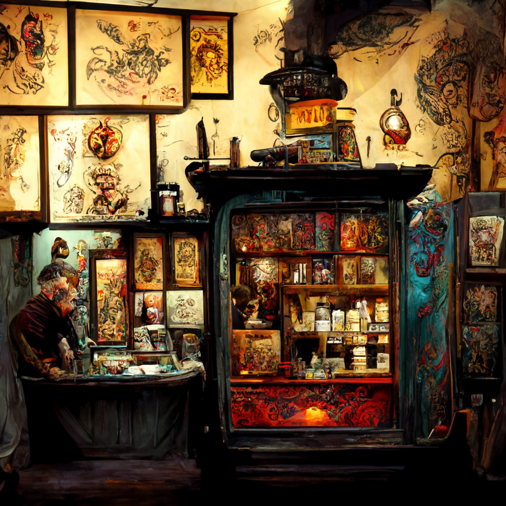 The tattoo artist and his shop